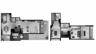 Duplex floor plan, 2 bedrooms in UNIESTATE PRIME TOWER No. 11009